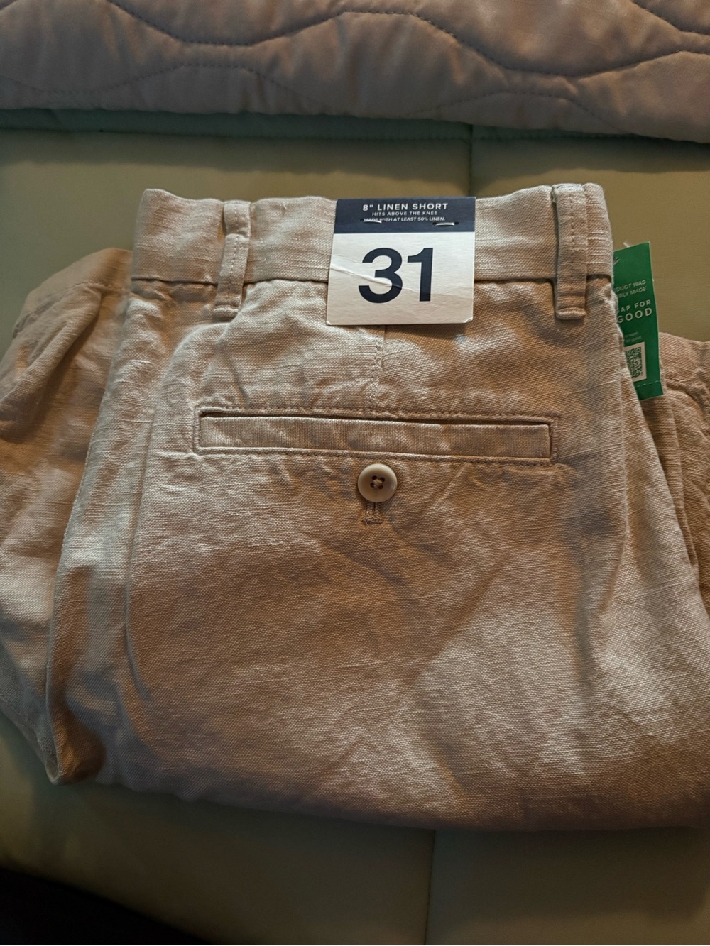 NWT size 31W 8inch inseam Linen Short Men's Shorts - Light Beige